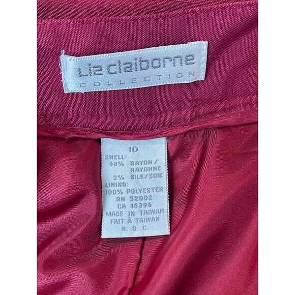 Liz Claiborne Women's Wine Red Classic Pencil Shape Pleated Skirt Sz 10 - Picture 5 of 6